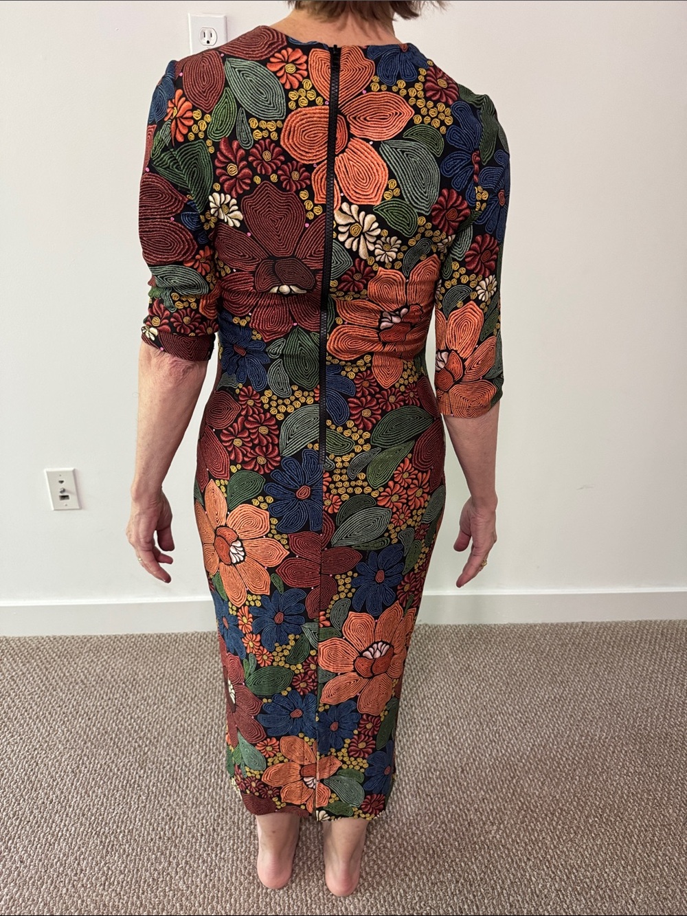 FARM Rio Floral Midi Dress in Orange, Blue & Green - Picture 2 of 5